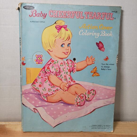 VINTAGE COLORING BOOK Baby Cheerful Tearful Action Cover (c 1967) - Picture 1 of 7